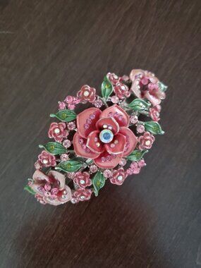 Enameled Barrette w/Rhinestones